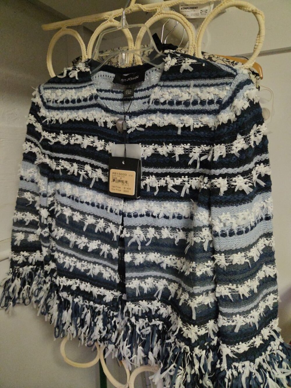 St. John Lofty Flagged Stripes Knit Jacket, size P